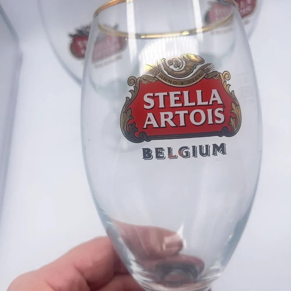 Stella Artois Gold Rimmed Beer Taster Glasses 15 CL M - Set Of 3